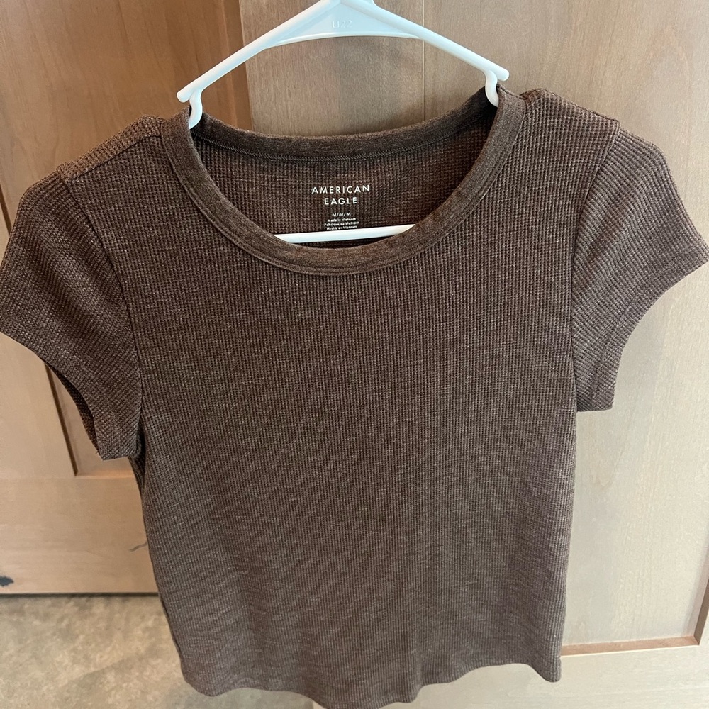 American Eagle Outfitters Chocolate Ribbed Tee